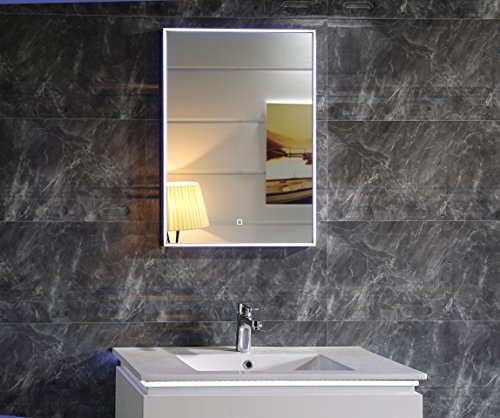 Design LED-Beleuchtung Badspiegel GS113 Lichtspiegel Wandspiegel mit Touch-Schalter 50 x 70cm Tageslichtweiß IP44
