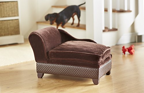 Designer Hundesofa für Hunde & Katzen | Robust & Pflegeleicht | Ultraplüschiges Hundebett mit weichem Hundekissen und praktischer Aufbewahrungsbox für Hundespielzeug | 55 cm x 35 cm x 33 cm | Braun