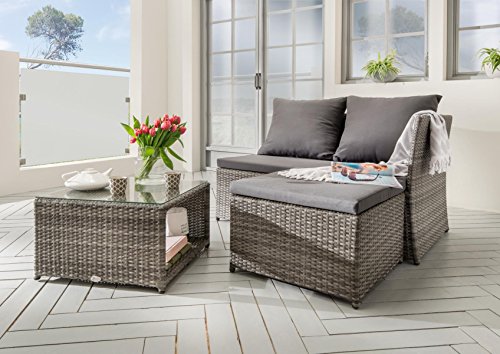 Destiny Lounge Gartenmöbelset Loft II Grau Loungeset Balkonset Sitzgruppe Polyrattan