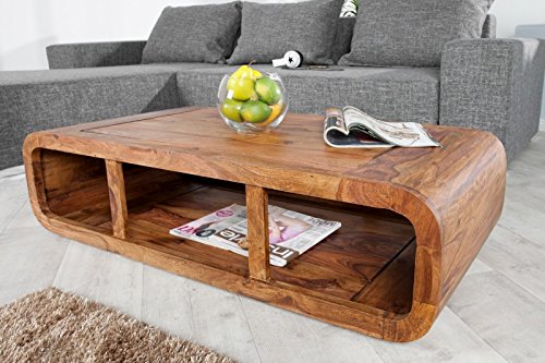 DuNord Design Couchtisch Holztisch TV-Board NATURE CUBE 100cm Sheesham Massivholz natur