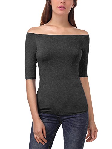 EA Selection Damen T-Shirt Schulterfrei Carmen-Shirt Bluse Tops