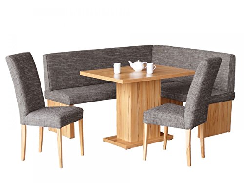 Eckbankgruppe mit Tisch und 2 Stühlen Kernbuche Dekor