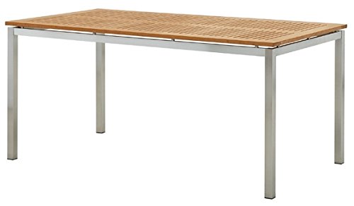 Edelstahl Teak Gartentisch 160x90 cm Holztisch Esstisch Tisch massive Ausführung A-Grade Teakholz KUBA Modell: KUBA von AS-S