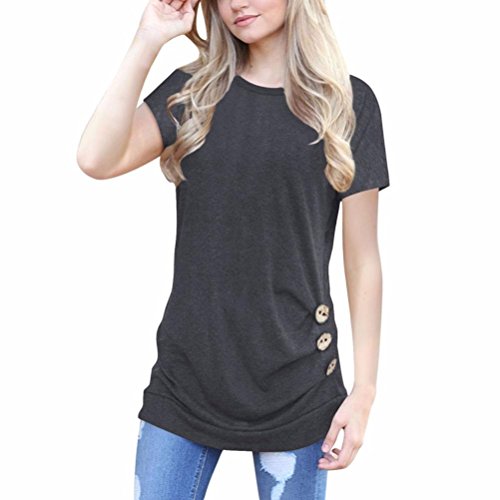 Elecenty Damen Tops Taste Haushemd Bluse,Solide Shirt Spitze Hemden Oberteile T-Stücke Kurzarmshirt Lose Solide Hemd Blusen Frauen Tunika Sweatshirt Pullover Blusenshirt Blusentop