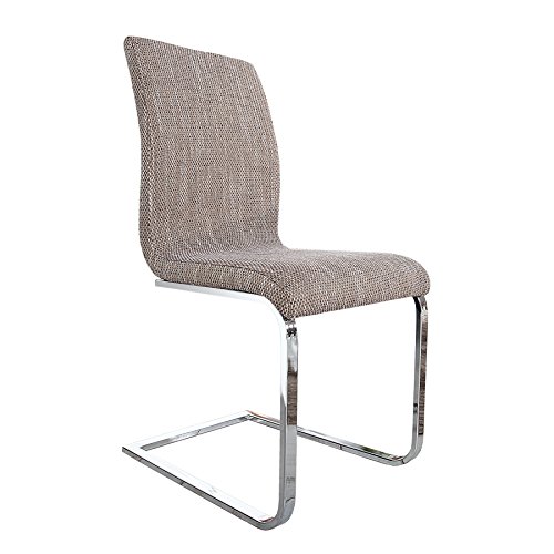 Eleganter Design Freischwinger HAMPTON Stuhl Strukturstoff coffee Stuhl Esszimmerstuhl Schwingerstuhl