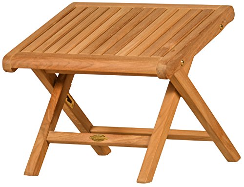 Eleganter Fußhocker aus der Premium-Serie "Brighton" gefertigt aus Teakholz 49x42 cm/ Beistelltisch/ Teak-Tisch/Gartenfußhocker/ Gartenmöbel/ Holztisch/ Gartentisch/ Esstisch/ massiv/ Gartenbeistelltisch/ Premium-Qualität