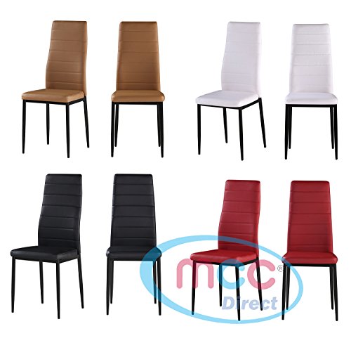 Esszimmer Stühle im 2er Set von MCC aus Kunstleder mit Metallrahmen, ROT