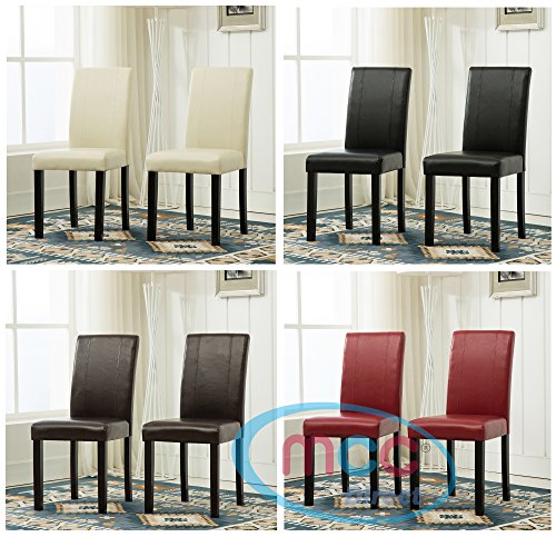 Esszimmerstühle aus Kunstleder mit Beinen aus Massivholz, Set mit 2 Stück, für private Nutzung und Restaurants (Farben: braun, blau, rot, cream)