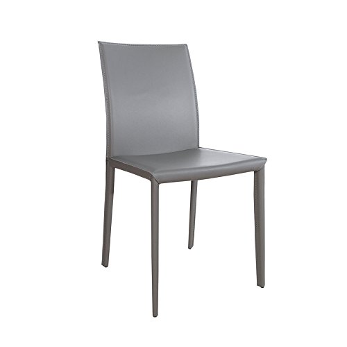 Exklusiver Design Stuhl Milano ECHT LEDER grau Esszimmerstuhl Echtleder Lederstuhl