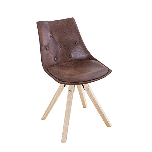 Exklusiver Design Stuhl VERY BRITISH in Antik braun mit Chesterfield Steppung Esszimmerstuhl Skandinavisch Esszimmer