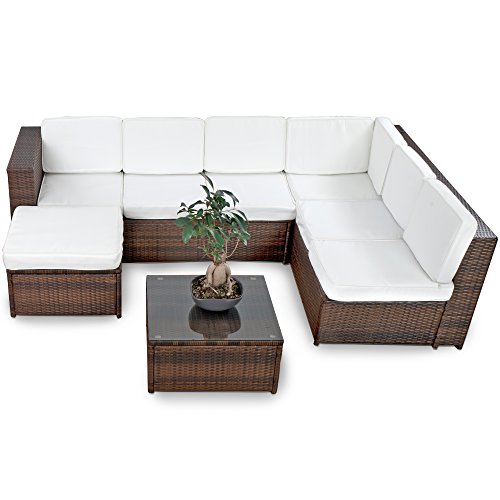 Farbwahl - 15tlg. Deluxe Lounge Garnitur Cuba Sitzgruppe Gartenmöbel Rattan Set Geflecht Polyrattan inkl. Sitzkissen