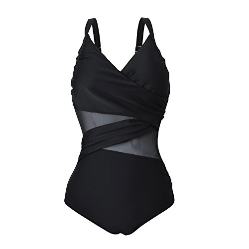 FeelinGirl Damen One Shoulder Badeanzug - Einteiliger Mit Asymmetrischer Schulter Einteilige Gaze Badebekleidung Bikini Set