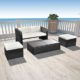 Festnight 9-tlg. Gartenmöbel Lounge-Set Sofa-Set aus Polyrattan Sitzgarnitur inkl. 1 Sofa, 1 Couchtisch, 2 Hocker, 3 Sitzkissen und 2 Rückenkissen Schwarz