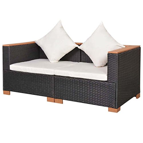 Festnight Gartensofa Polyrattan Lounge Set Loungemöbel Loungeset 6-tlg. Schwarz