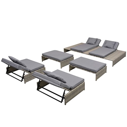 Festnight Lounge Set Loungemöbel Loungeset Loungegruppe 15-tlg. Poly Rattan Grau