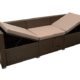 Funktions - Liegesofa MESSINA 230cm, Rattan Geflecht braun, mit Polstern taupefarben