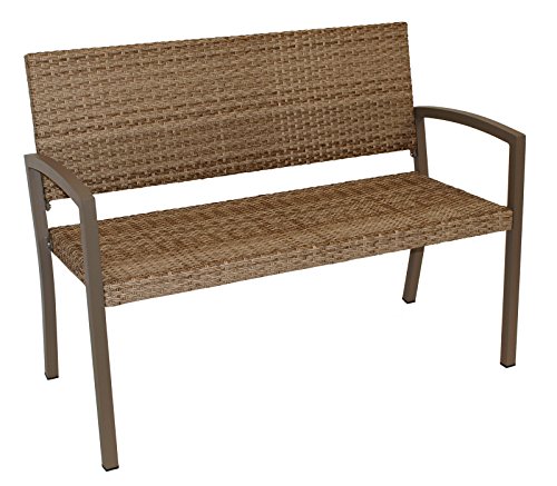 Gartenbank MARBELLA 2-sitzer, Aluminium + Rattan Geflecht, natur bicolor