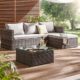 Gartenlounge Polyrattan OUTLIV. Luna Lounge-Set Flachgeflecht grau / Kissen silbergrau Loungemöbel Outdoor Lounge-Ecke wetterfest