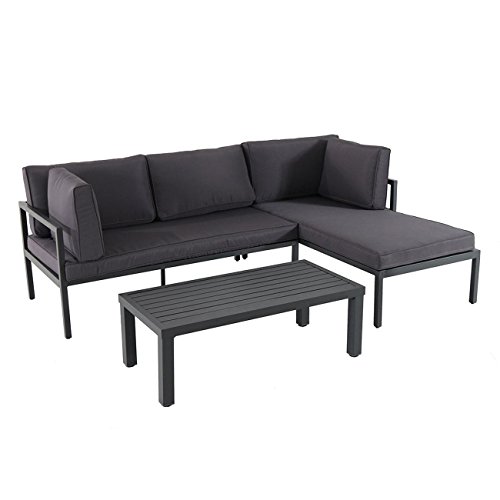 Gartenlounge Set OUTLIV. Chicago Loungemöbel Balkon 3-teilig Loungeset Aluminium Schwarz Balkonlounge Loungegruppe Outdoor