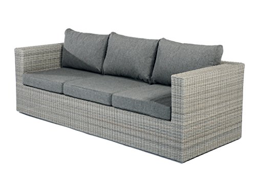 Gartenmöbel Gartensofa Loungesofa ILLIAS Polyrattan 3-Sitzer