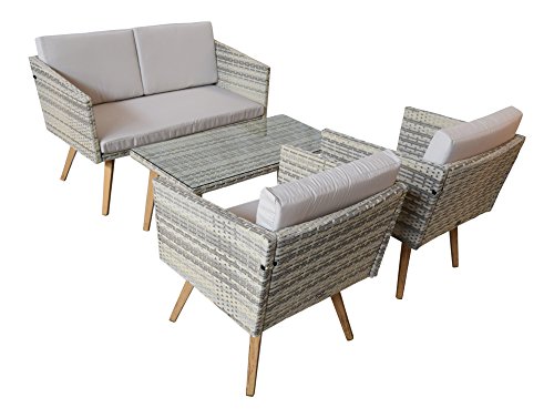 Gartenset Cassis gelb-grau-beige meliert Lounge Garten Set Neu Gartenmöbel retro Design Neu günstig Jet-Line kaufen