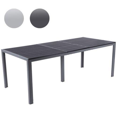 Gartentisch aus Aluminium, Witterungs- und UV-beständiger Alu Tisch für bis zu 8 Personen (Farbwahl) Gartenmöbel in hellgrau oder dunkelgrau - 200x90 (LxB)