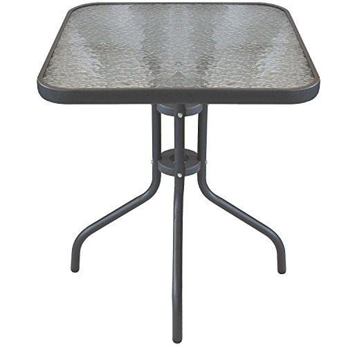 Glastisch 60x60x71cm Anthrazit Balkontisch Gartentisch Bistrotisch Beistelltisch