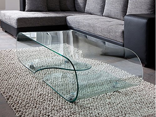 Glastisch Couchtisch auf Rollen, Länge 90 cm, Glasdesign