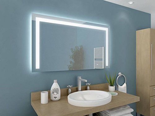 Green Bay M83L3 Badspiegel mit Beleuchtung: Design Spiegel für Badezimmer, beleuchtet mit LED-Licht, modern, 140 verschiedene Größen