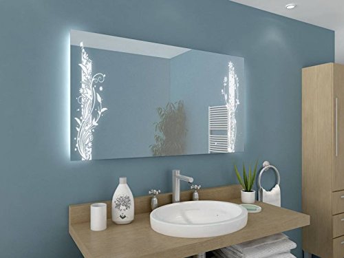 Grow2 F135L2V Badspiegel mit Beleuchtung: Design Spiegel für Badezimmer, beleuchtet mit LED-Licht, modern, 10 verschiedene Größen