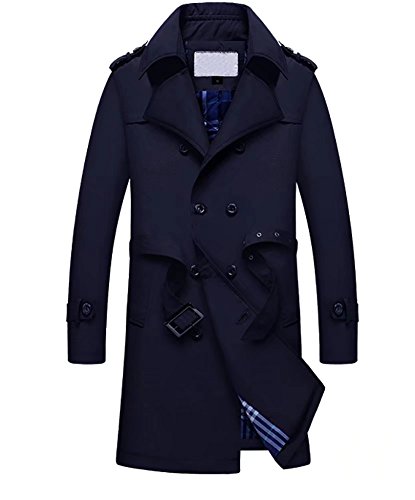 Herren Trenchcoat Cabanjacke Mantel Gürte Seemannsjacke Zweireiher Jacke Slim Fit Pea Coat