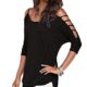 Hippolo Damen Schulterfrei Oberteil Stricken Kurzarm Casual Off Schulter Sommer Bluse T-shirt Tops