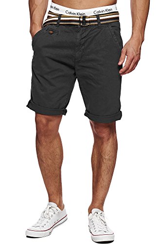 Indicode Herren 70-039S Cuba Chinoshorts Shorts kurze Hose mit Gürtel