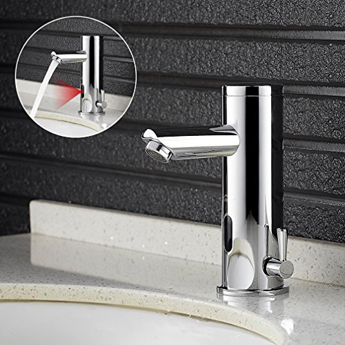 Infrarot Sensor Wasserhahn Vollautomatik IR Waschtischarmatur Einhebelmishcer Waschbecken Spültischarmatur Einhandmischer Wasserfall Badarmatur Chrom