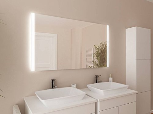 Iona M313L2V Badspiegel mit Beleuchtung: Design Spiegel für Badezimmer, beleuchtet mit LED-Licht, modern, 140 verschiedene Größen