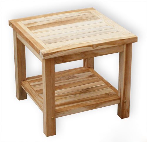 KMH®, Teak Beistelltisch mit Ablage 50x50x51cm (#102101)