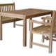 KMH®, Teak Gartensitzgruppe "Classic" mit 150 cm langem Tisch, Bank und zwei Sessel bietet Platz für 5 Personen (#102203)