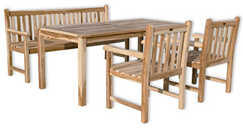 KMH®, Teak Gartensitzgruppe "Classic" mit 180 cm langem Tisch für 6 Personen (#102204)