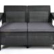 Keter Lounge Sofa, Rattan, Korfu Rattan 2-Sitzer Sofa, graphit/grau, 128x70x79 cm