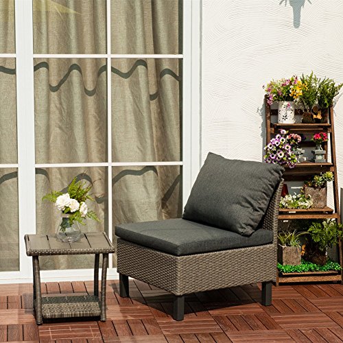 Kombinationen Rattan Loungesofa Set, Loungesessel aus Polyrattan Gartenmöbel inkl. Polster, Maße (BxTxH): ca. 59 x 68 x 63 cm, Grau