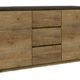 Kommode Selun 02, Farbe: Eiche Dunkelbraun / Grau - 80 x 140 x 43 cm (H x B x T)