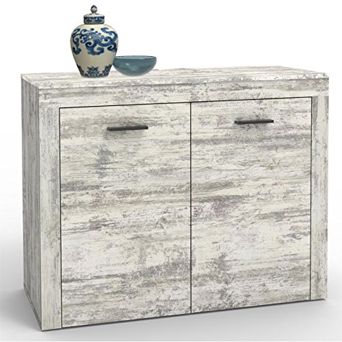 Kommode Sideboard Anrichte RAY, Shabby Chic Vintage Look, 110 cm breit mit 2 Türen