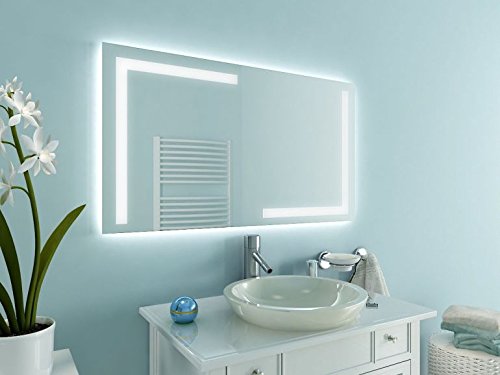 Korlin M202L Badspiegel mit Beleuchtung: Design Spiegel für Badezimmer, beleuchtet mit LED-Licht, modern, 140 verschiedene Größen