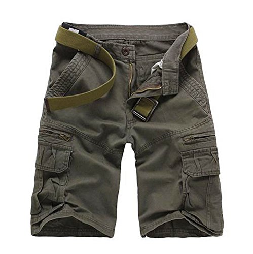 Kuson Herren Cargo Hosen Kurz Freizeithose Chino Slim Stoffhose Arbeit Baumwolle