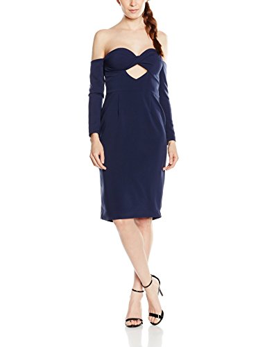 Lavish Alice Damen Kleid Navy Langarm Bandeau Cut-Out Midi Dress