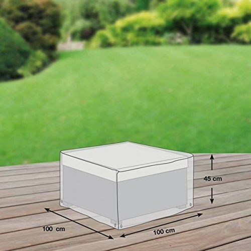 Loungehocker Schutzhülle / Abdeckung für Gartenhocker - Premium (100 x 100 x 45 cm) wasserdichte Abdeckplane für Gartenmöbel Tisch / Oxford 600D Polyestergewebe / mit Ventilationsöffnungen