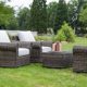 Loungeset, Loungemöbel, Gartenlounge, Gartenloungemöbel, Rattanlounge Gartensitzgruppe, Gartengarnitur, Rattan, Aluminium, Auflagen, braun