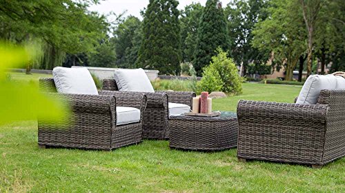 Loungeset, Loungemöbel, Gartenlounge, Gartenloungemöbel, Rattanlounge Gartensitzgruppe, Gartengarnitur, Rattan, Aluminium, Auflagen, braun