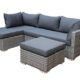 Loungeset VILETTA, Aluminium + Polyrattan hellgrau bicolor, mit regenfesten Polstern dunkelgrau