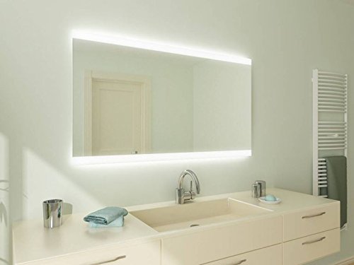 Luanda M445L2H Badspiegel mit Beleuchtung: Design Spiegel für Badezimmer, beleuchtet mit LED-Licht, modern, 90 verschiedene Größen